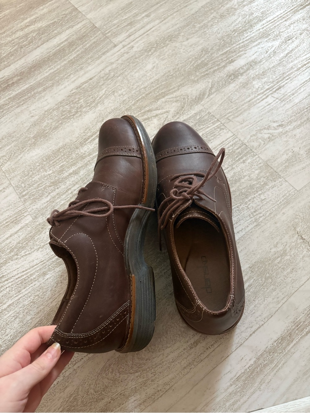 Men's Brown Leather Cap-Toe Lace-Up Dress Shoes Dansko - Picture 4 of 5
